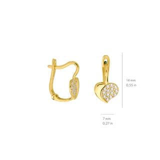 14 Ayar Altın Taşlı Kalp J Küpe