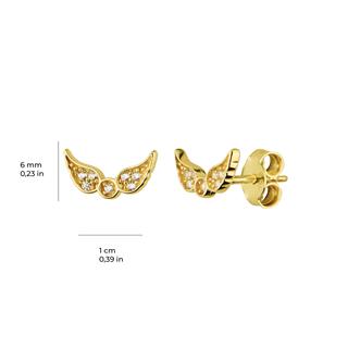 14 Ayar Altın Melek Kanadı Taşlı Küpe
