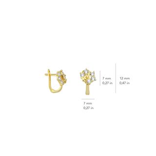 14 Ayar J Model Kelebek Taşlı Altın Küpe