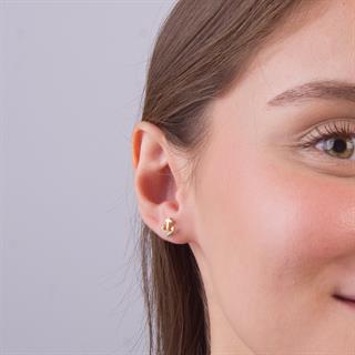 14 Ayar Taşlı Çapa Altın Küpe