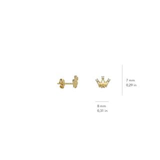 14 Ayar Altın Taşlı Taç Küpe