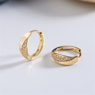 14 Ayar Taşlı Halka Altın Küpe