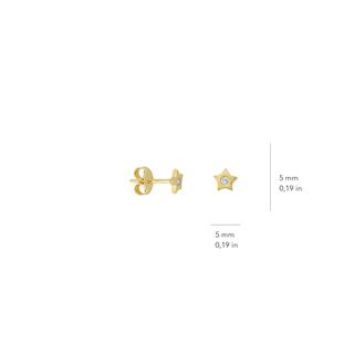 14 Ayar Altın Tek Taşlı Yıldız Küpe