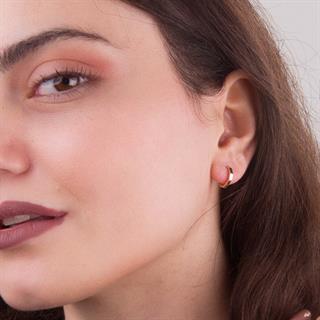 14 Ayar Altıgen Minik Halka Altın Küpe