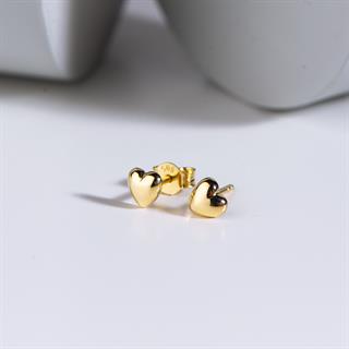 14 Ayar Bombeli Kalp Altın Küpe