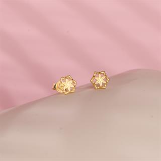 14 Ayar Altın Çiçek Küpe