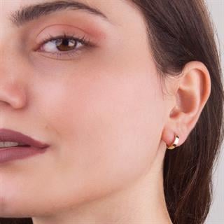 14 Ayar Altın Parlak Modern Halka Küpe