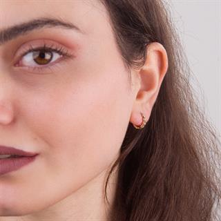 14 Ayar Altın Taşlı Petek Halka Küpe