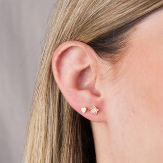 14 Ayar Altın Minik Kalp Küpe