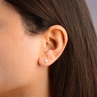 14 Ayar Altın Taşlı Yıldız Küpe