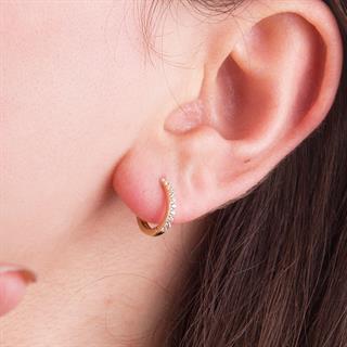 14 Ayar Taşlı Halka Altın Küpe