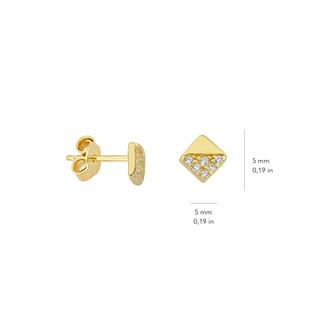 14 Ayar Altın Minik Kare Taşlı Küpe