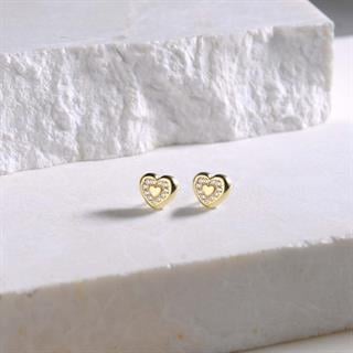 14 Ayar Taşlı Kalp Altın Küpe