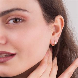 14 Ayar Altıgen Minik Halka Altın Küpe