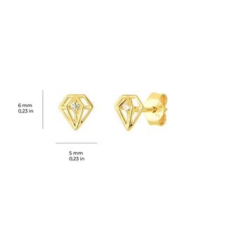 14 Ayar Altın Tek Taşlı Küpe