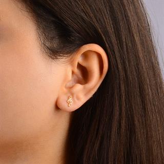 14 Ayar Altın Sol Anahtarı Küpe