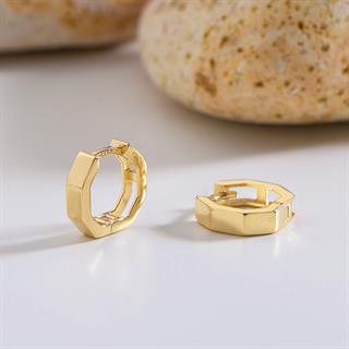 14 Ayar Altıgen Minik Halka Altın Küpe