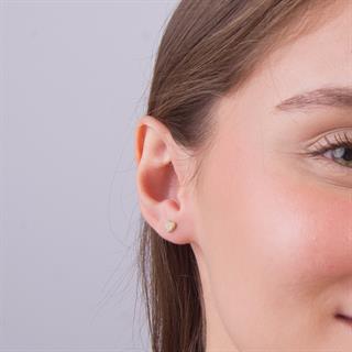 14 Ayar Altın Taşlı Kalp Küpe