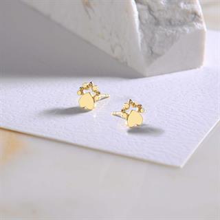 14 Ayar Altın Kalp ve Yıldız Küpe