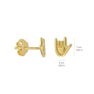 14 Ayar Altın El İşareti Küpe