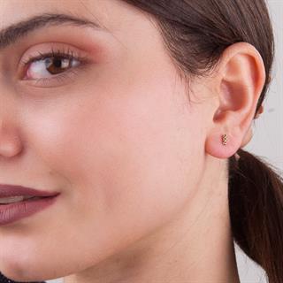 14 Ayar Noktalı Çubuk Altın Küpe