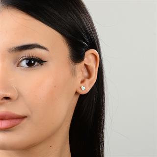 14 Ayar Mineli Kalp Altın Küpe