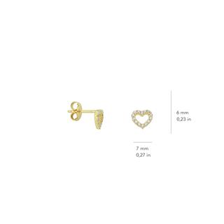 14 Ayar Altın Taşlı Kalp Küpe