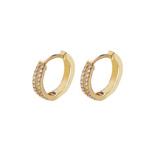 14 Ayar Taşlı Halka Altın Küpe