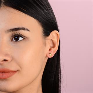 14 Ayar Altın Çiçek Küpe