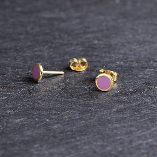 14 Ayar Mor Yuvarlak Altın Küpe