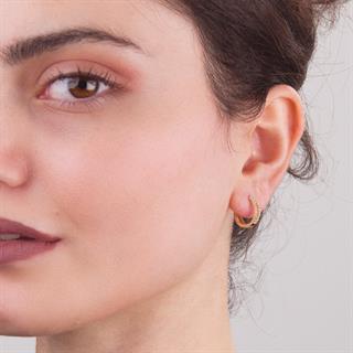 14 Ayar Taşlı Halka Altın Küpe