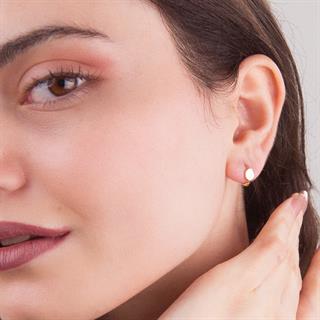 14 Ayar Modern Minik Yuvarlak Halka Altın Küpe