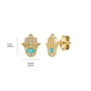 14 Ayar Taşlı Fatma Ana Eli Altın Küpe