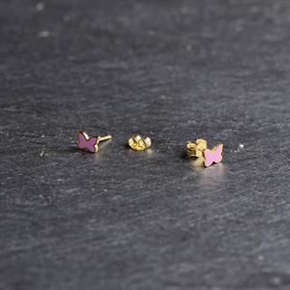 14 Ayar Renkli Kelebek Altın Küpe