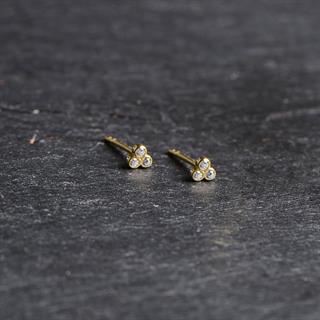 14 Ayar Altın Üç Taşlı Küpe