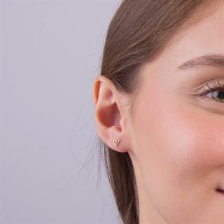 14 Ayar Altın Tek Taşlı Küpe