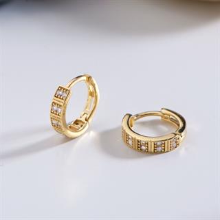 14 Ayar Altın Minik Taşlı Halka Küpe