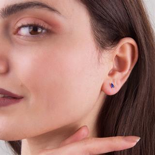 14 Ayar Safir Taşlı Altın Küpe