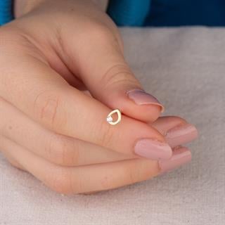 14 Ayar Altın Damla Tek Taş Küpe