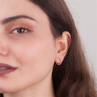 14 Ayar Altın Minik Taşlı Halka Küpe
