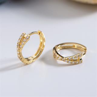 14 Ayar Taşlı Halka Altın Küpe