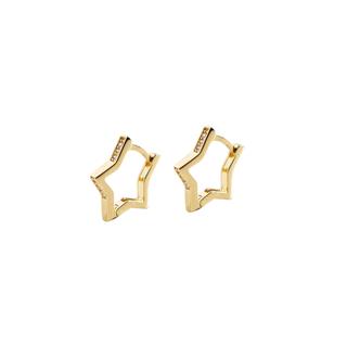 14 Ayar Yıldız Taşlı Halka Altın Küpe