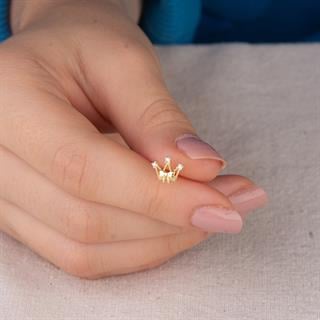 14 Ayar Altın Taşlı Taç Küpe