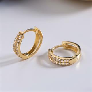 14 Ayar Taşlı Halka Altın Küpe