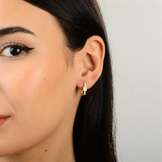 14 Ayar Modern Baget Halka Altın Küpe