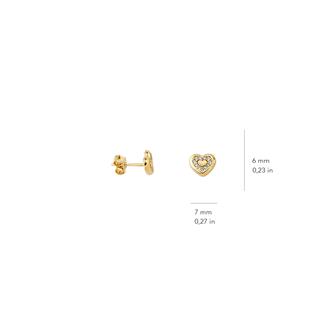 14 Ayar Taşlı Kalp Altın Küpe