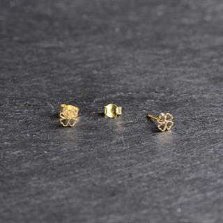 14 Ayar Altın Minik Yonca Küpe