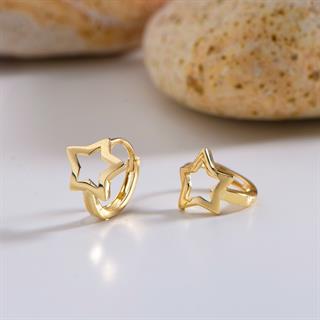 14 Ayar Minik Yıldız Halka Altın Küpe