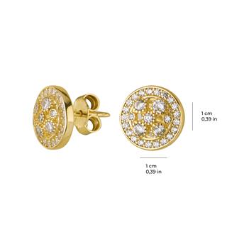 14 Ayar Altın Yuvarlak Taşlı Küpe