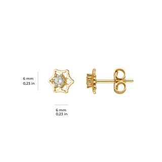 14 Ayar Altın Tek Taşlı Kar Tanesi Küpe